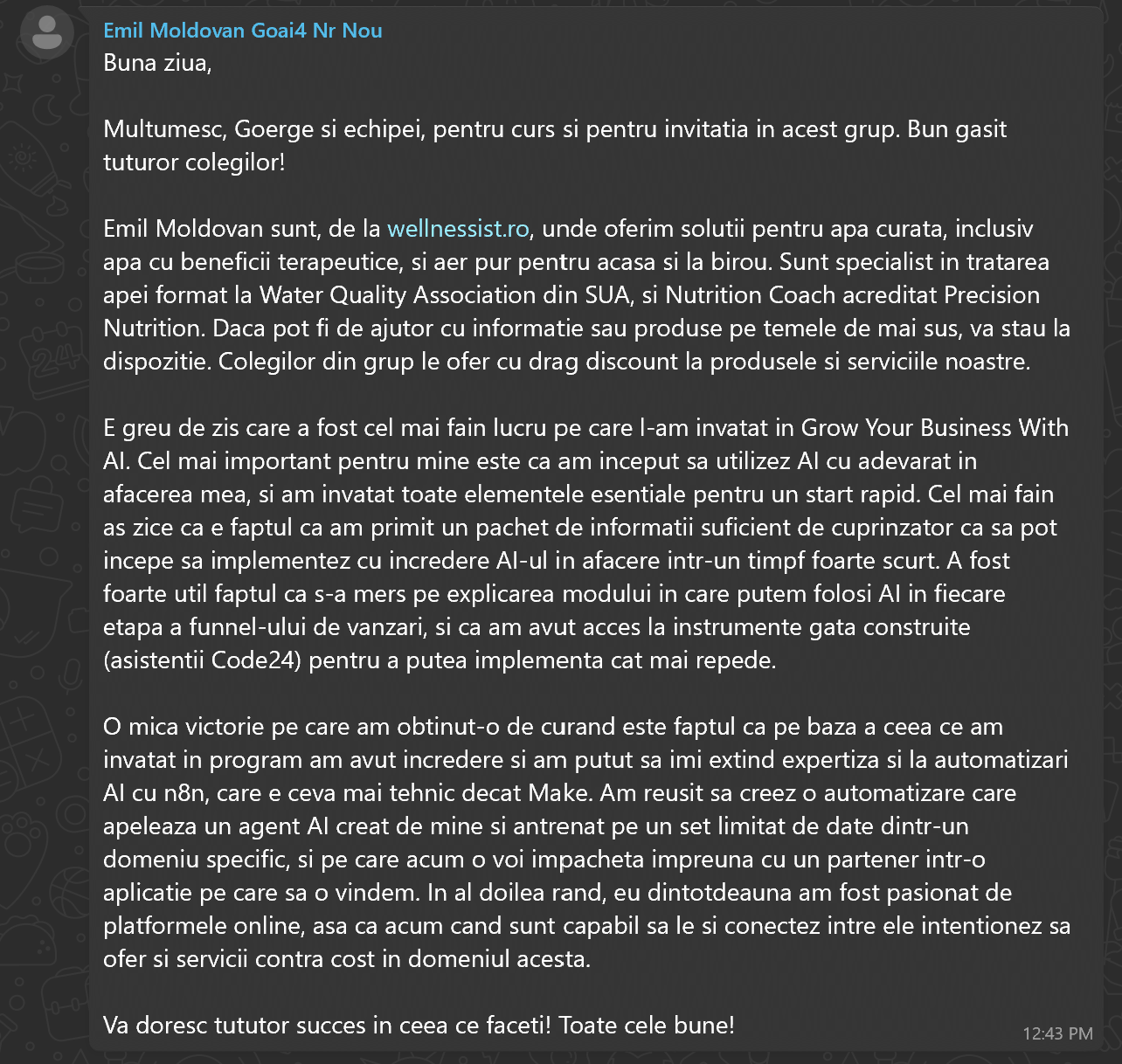 Testimonial Emil Moldovean - Training AI CODE24